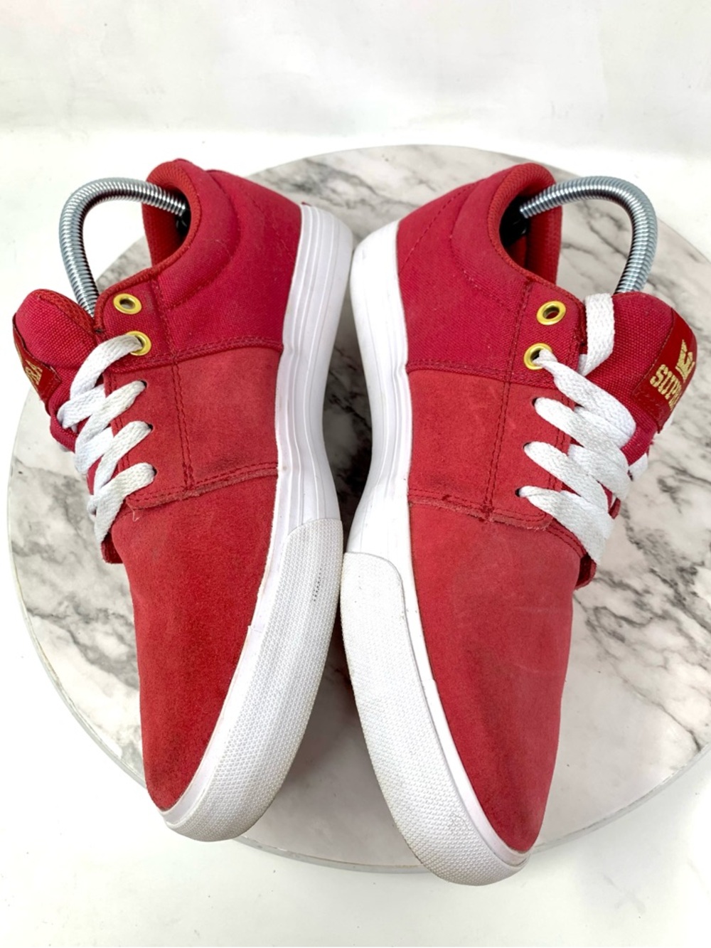 Supra Stacks II Vulc Red Nubuck/Canvas Low-Top Skate Sneakers 8 Mens Sporty Punk - Picture 7 of 16
